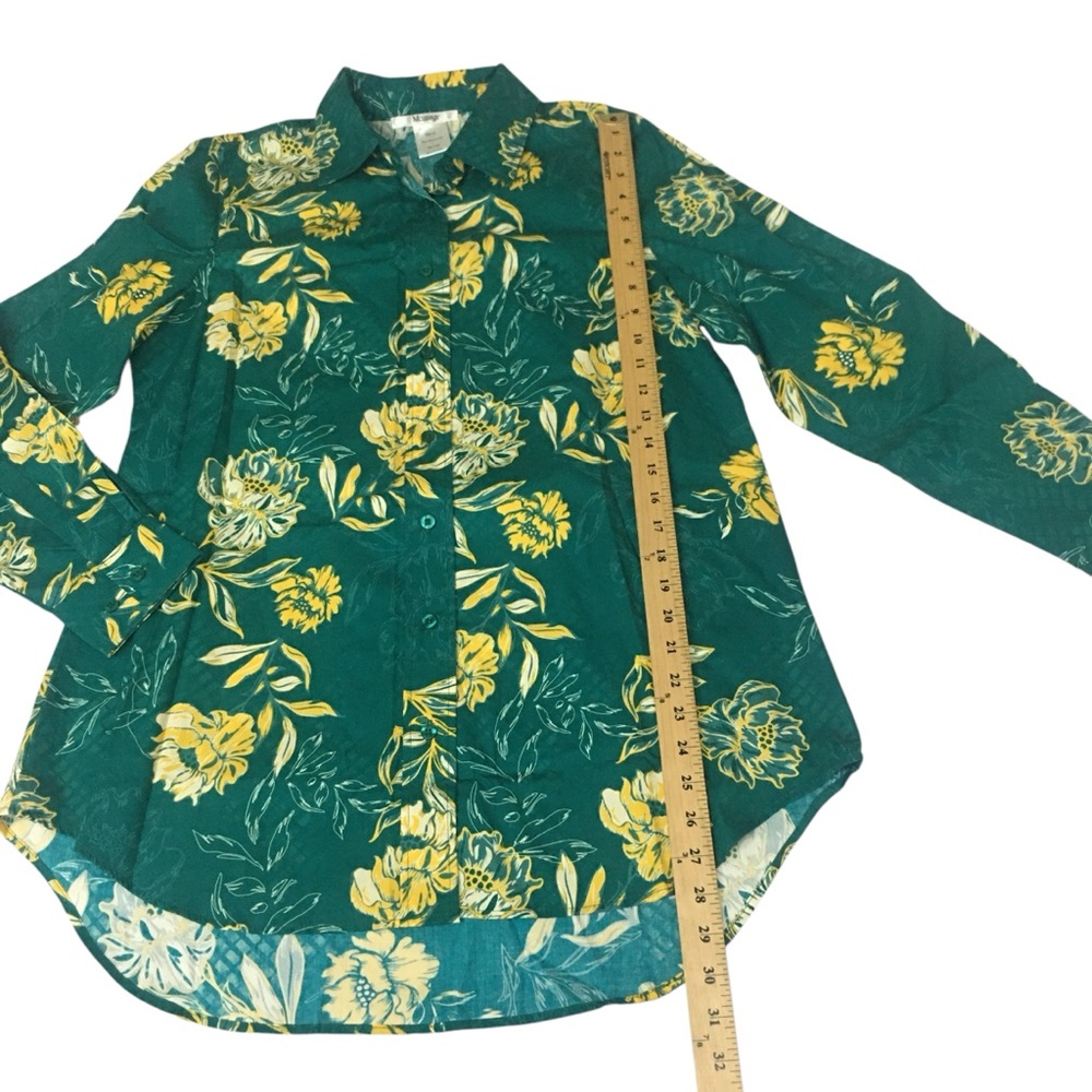 Masseys Green Yellow Floral Button Down Tunic Top Shirt - Women’s 12 NWOT - Picture 3 of 10